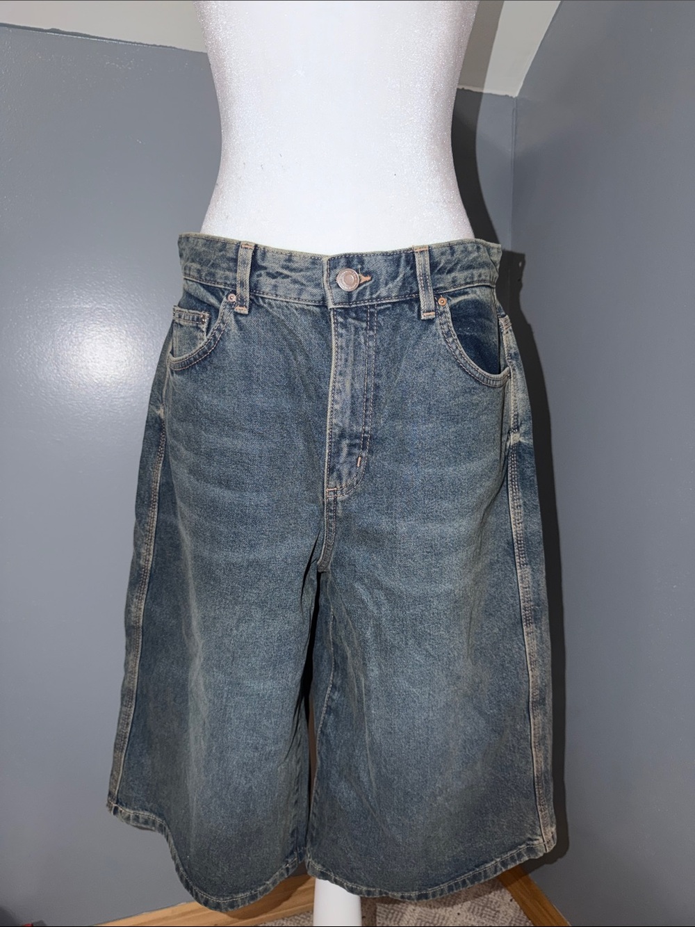Cotton On Faded Blue Relaxed Denim Shorts